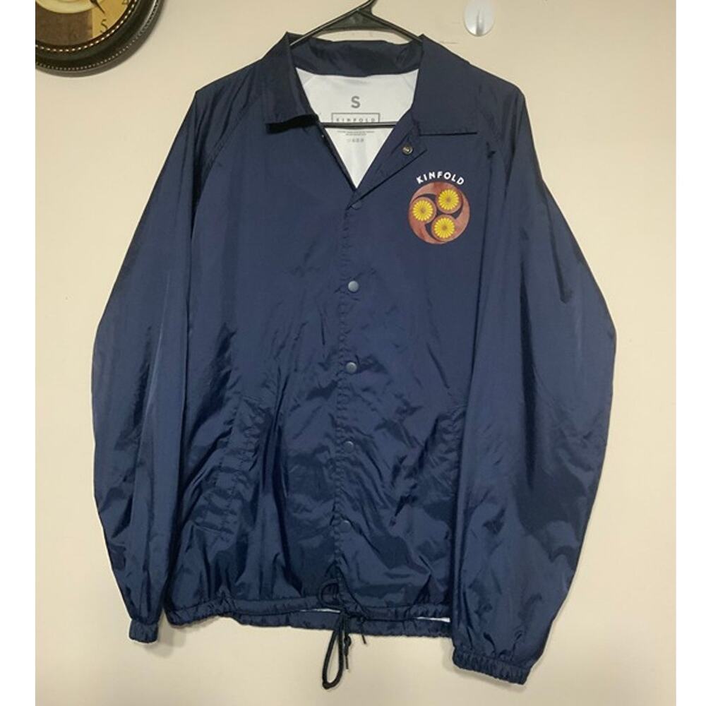 Kinfold Navy Coach Jacket Graphic Windbreaker Men’s Size Small USED